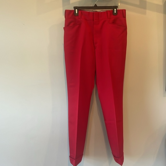 Bright red super vintage ladies pleated dress pants large fit like new/cuffed - Picture 3 of 6
